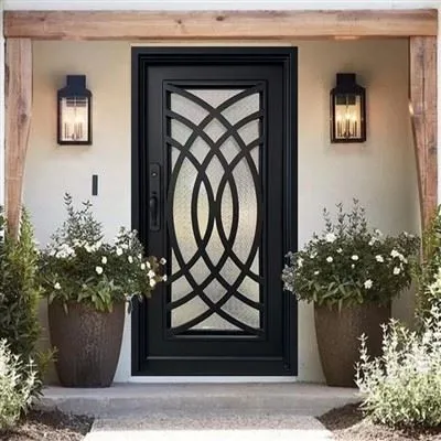 Udekoruj szklane drzwi z kutego żelaza Arc America